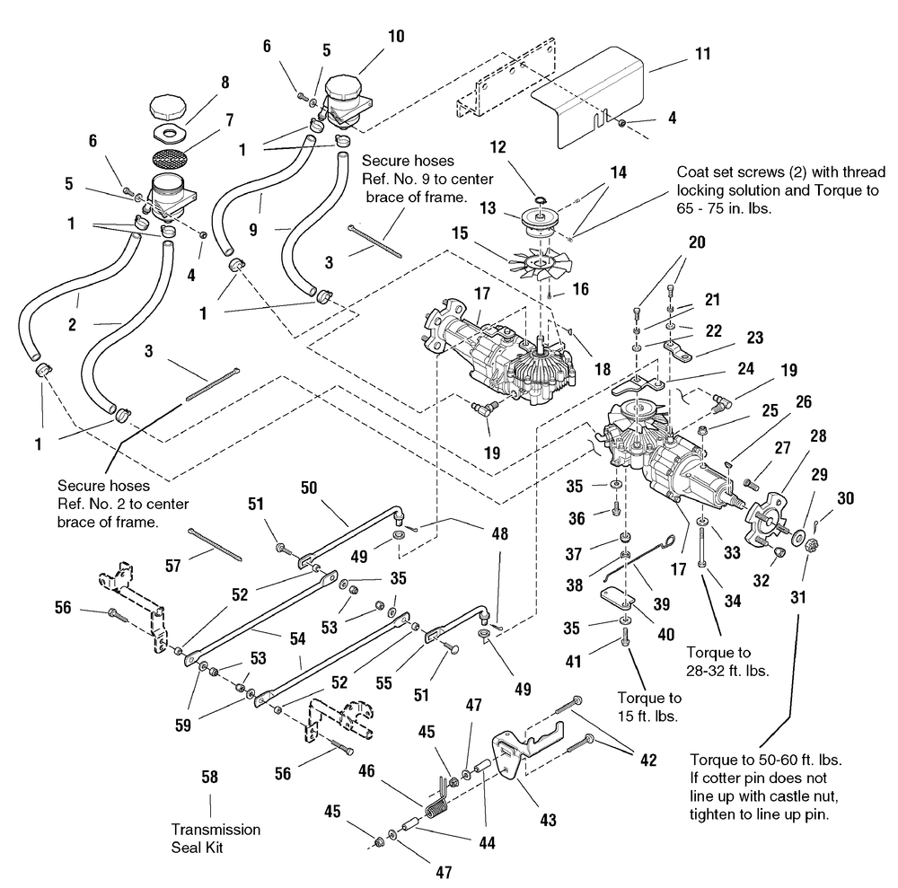 Transmission Group Diagram and Parts List for 2277700-107277700-ZT7000 2004 Briggs and Stratton Lawn Tractor